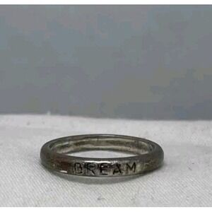 Sterling Silver "DREAM" Band Ring 925 Minimalist Affirmation Stacking Size 5.75